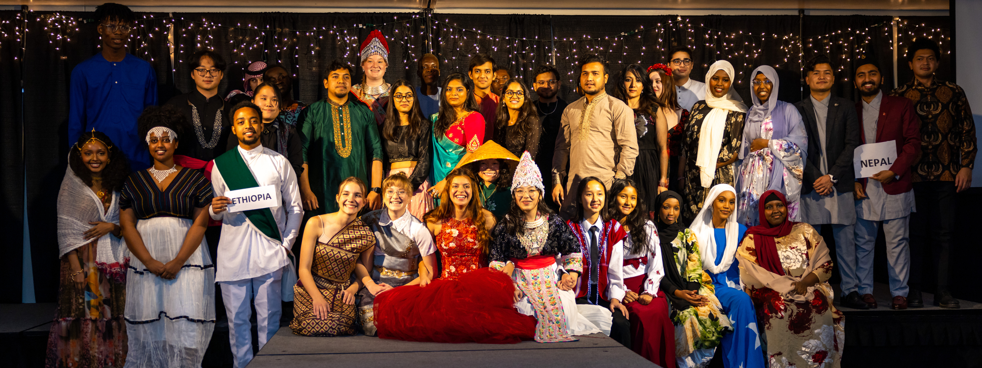 Students in traditional dress at the International Gala